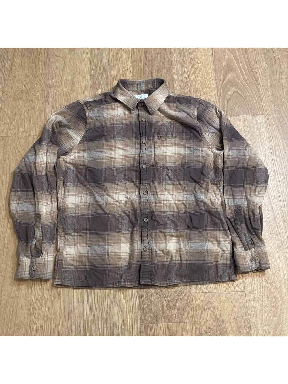 Hollister Women’s XL Brown Plaid Button-Up Shirt Flannel Cotton Long Sleeve